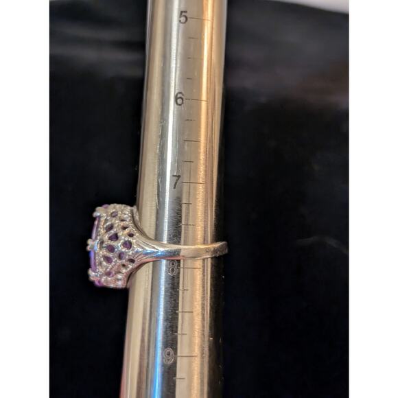 Large Brilliant Rose de France Crystal CZ 925 Sterling Filigree Ring Size 7.75 - Picture 11 of 11